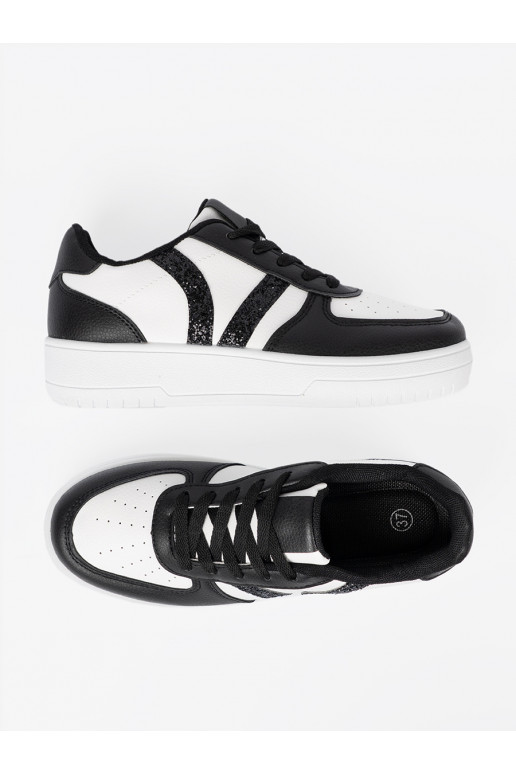  must-valge värv Naiste kingad z brokatowymi wstawkami