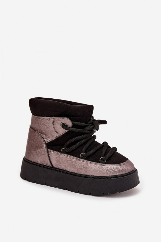  nööpidega lumesaapad  voodriga karusnahaga Z Grubym Wiązaniem Must Xarina