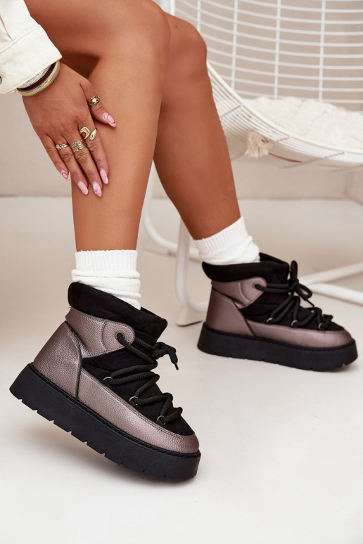  nööpidega lumesaapad  voodriga karusnahaga Z Grubym Wiązaniem Must Xarina