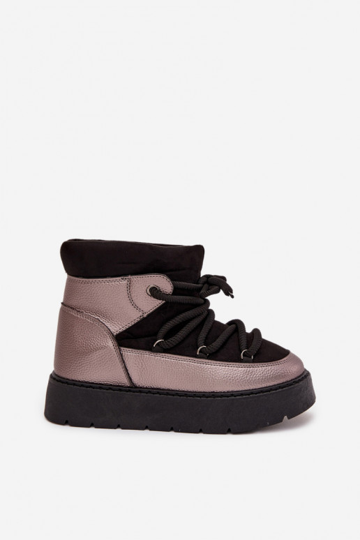  nööpidega lumesaapad  voodriga karusnahaga Z Grubym Wiązaniem Must Xarina