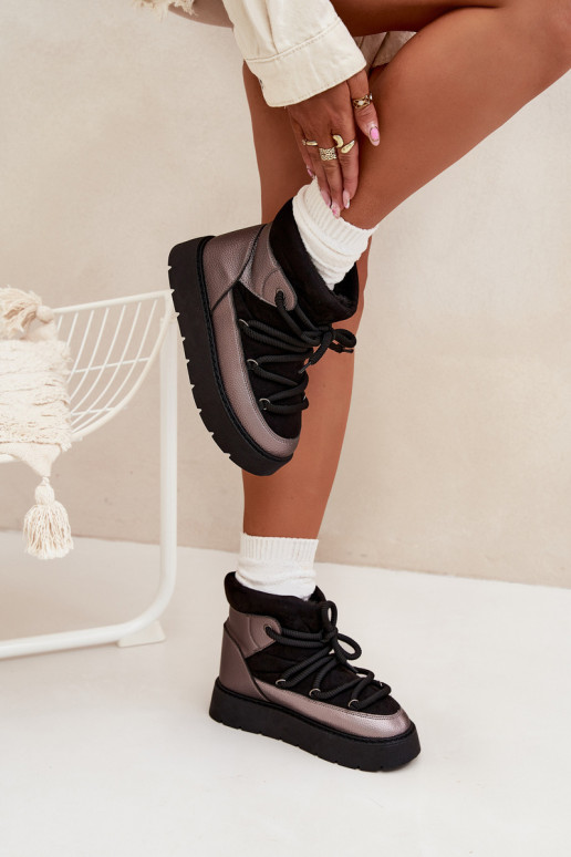  nööpidega lumesaapad  voodriga karusnahaga Z Grubym Wiązaniem Must Xarina