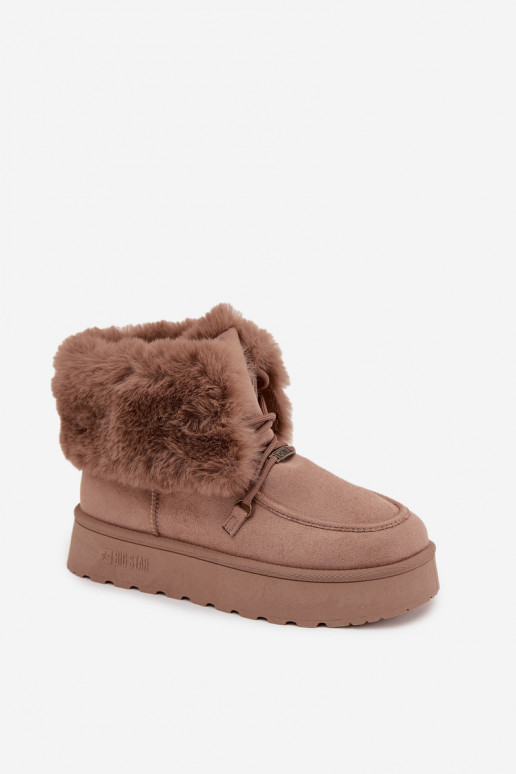 nööpidega lumesaapad  platvormiga karusnahaga I Wiązaniem Big Star SS274114 beeži värvi