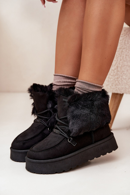 nööpidega lumesaapad  platvormiga karusnahaga I Wiązaniem Big Star SS274113 Must