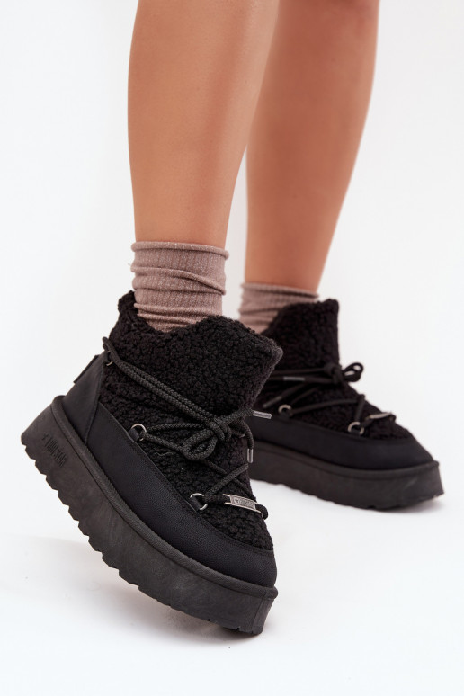 nööpidega lumesaapad  platvormiga karusnahaga Typu Baranek Big Star SS274109 Must