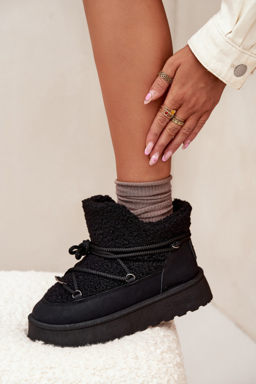 nööpidega lumesaapad  platvormiga karusnahaga Typu Baranek Big Star SS274109 Must