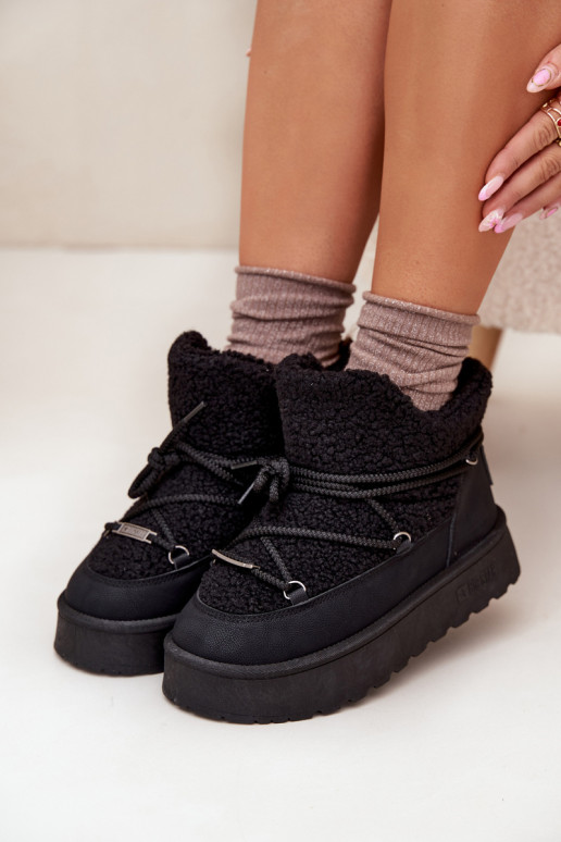 nööpidega lumesaapad  platvormiga karusnahaga Typu Baranek Big Star SS274109 Must