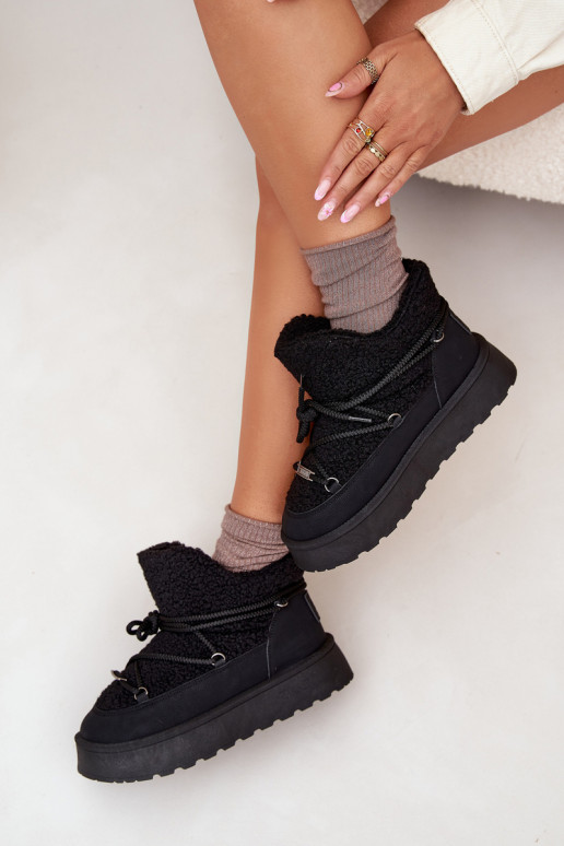 nööpidega lumesaapad  platvormiga karusnahaga Typu Baranek Big Star SS274109 Must