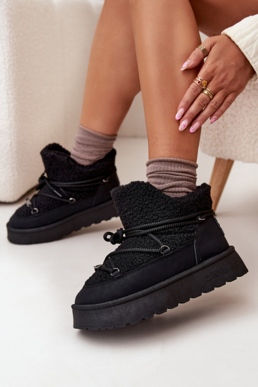 nööpidega lumesaapad  platvormiga karusnahaga Typu Baranek Big Star SS274109 Must