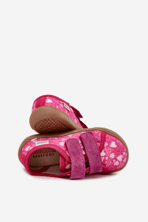 Lapsille vaaleanpunaiset "Barefoot" sandaalit sydämillä Milami Saphira