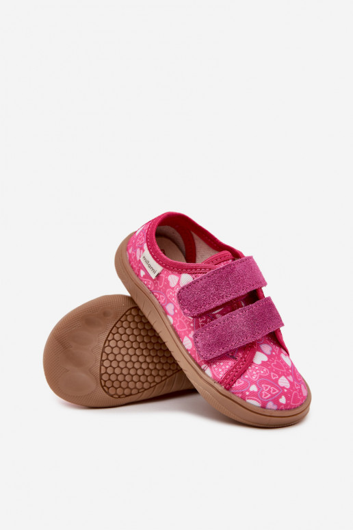 Lapsille vaaleanpunaiset "Barefoot" sandaalit sydämillä Milami Saphira