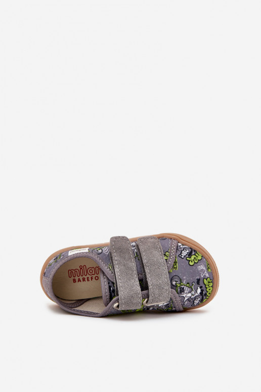 Poikien harmaat "Barefoot" sandaalit graafisilla kuvioilla Milami Saphira