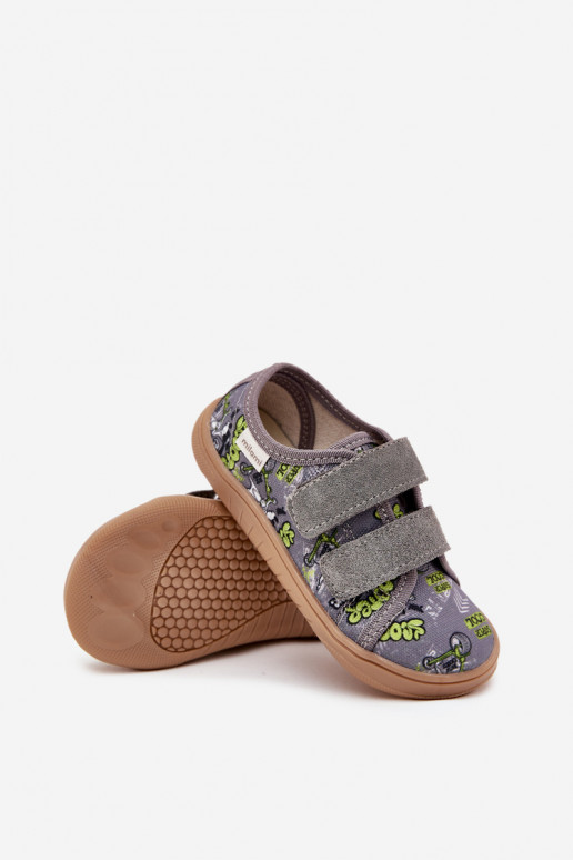 Poikien harmaat "Barefoot" sandaalit graafisilla kuvioilla Milami Saphira