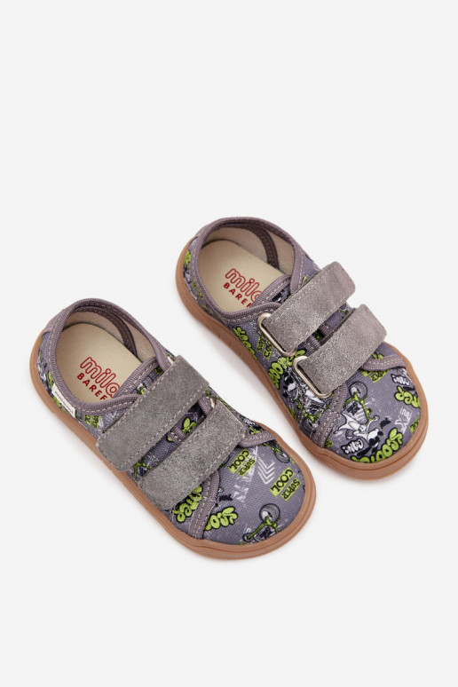 Poikien harmaat "Barefoot" sandaalit graafisilla kuvioilla Milami Saphira
