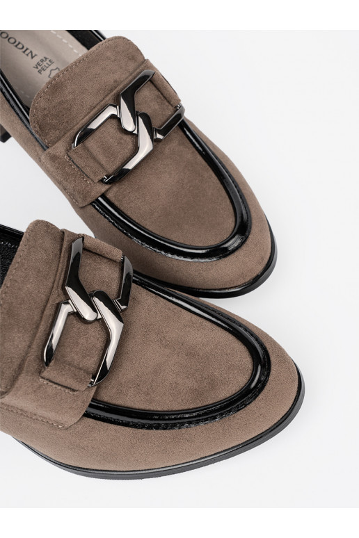 Beežid sametist poolsaapad paksu kontsaga