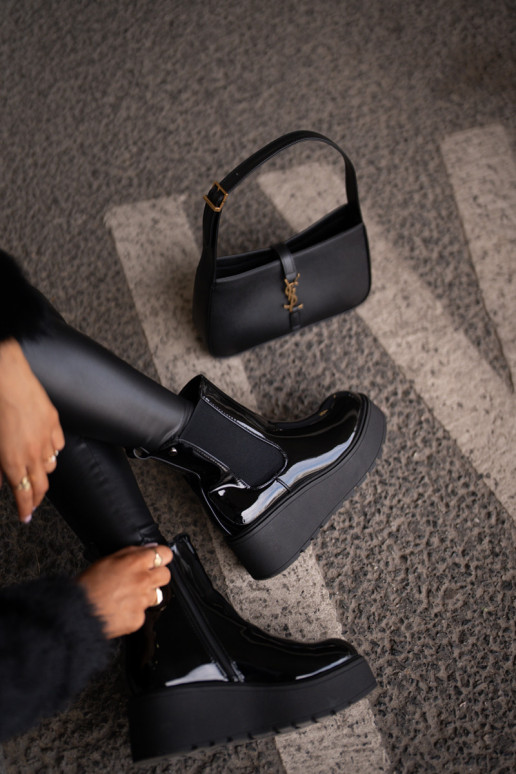 Laque Naiste poolsaapad platvormiga I Koturnie voodriga Must Wloedia