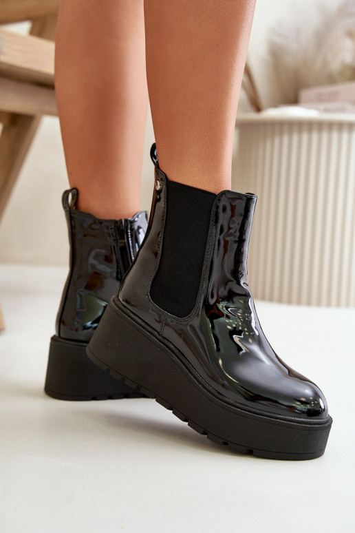 Laque Naiste poolsaapad platvormiga I Koturnie voodriga Must Wloedia