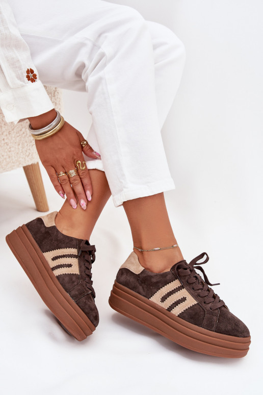  tüüpi jalanõud  platvormiga Z Naturalnego Zamszu Czekoladowe Eldira