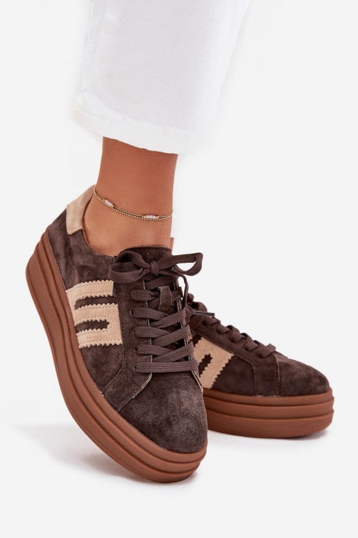  tüüpi jalanõud  platvormiga Z Naturalnego Zamszu Czekoladowe Eldira