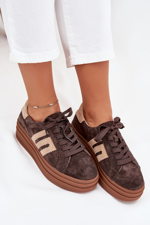  tüüpi jalanõud  platvormiga Z Naturalnego Zamszu Czekoladowe Eldira