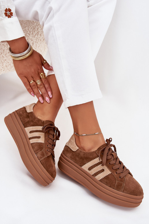  tüüpi jalanõud  platvormiga Z Naturalnego Zamszu pruunid värvi Eldira