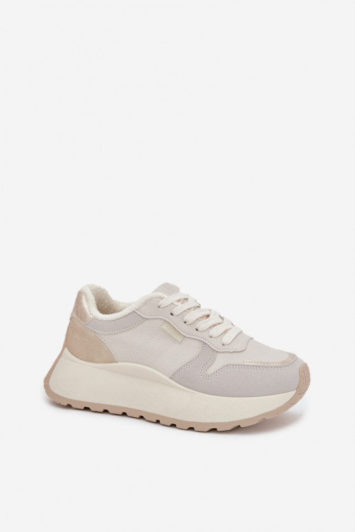 Soojad elevandiluust värvi naiste sneakers stiilis kingad platvormiga Big Star SS274008 HI-POLY SYSTEM