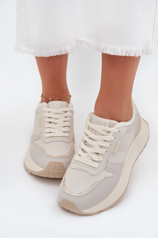 Soojad elevandiluust värvi naiste sneakers stiilis kingad platvormiga Big Star SS274008 HI-POLY SYSTEM