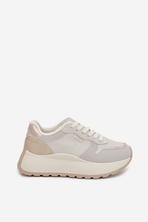Soojad elevandiluust värvi naiste sneakers stiilis kingad platvormiga Big Star SS274008 HI-POLY SYSTEM