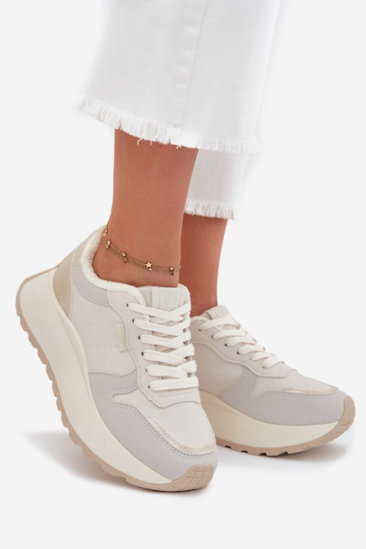 Soojad elevandiluust värvi naiste sneakers stiilis kingad platvormiga Big Star SS274008 HI-POLY SYSTEM