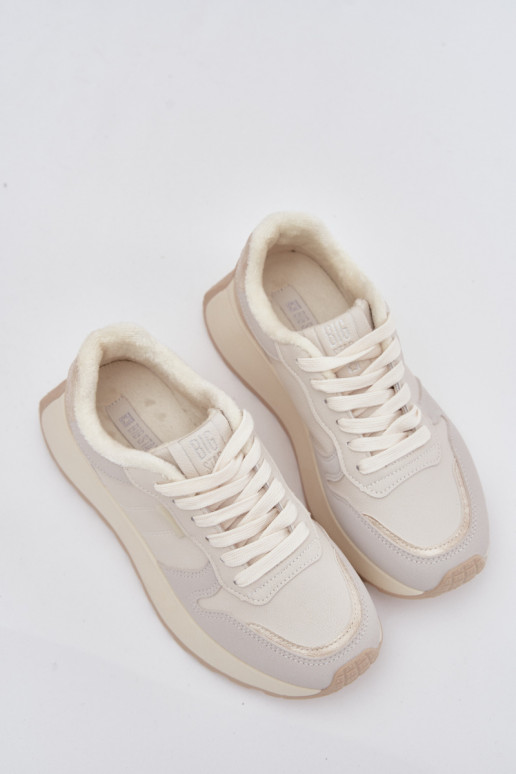 Soojad elevandiluust värvi naiste sneakers stiilis kingad platvormiga Big Star SS274008 HI-POLY SYSTEM