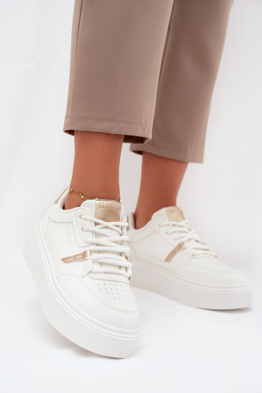 Naisten valged sneakers stiilis kingad platvormiga Big Star SS274359