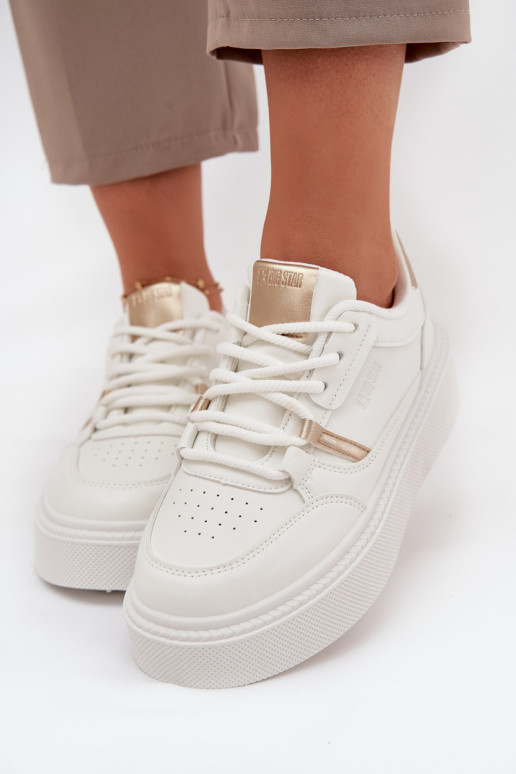 Naisten valged sneakers stiilis kingad platvormiga Big Star SS274359