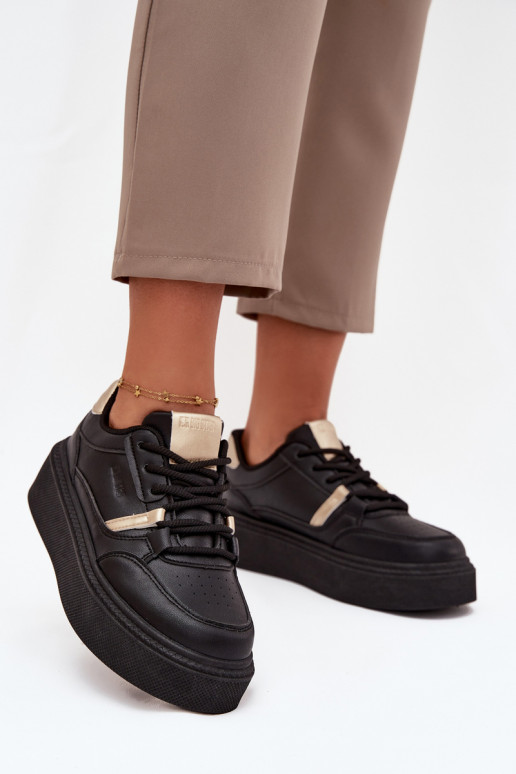 Naisten mustad sneakers stiilis kingad platvormiga Big Star SS274360