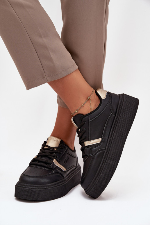 Naisten mustad sneakers stiilis kingad platvormiga Big Star SS274360