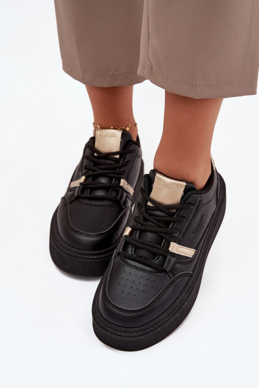 Naisten mustad sneakers stiilis kingad platvormiga Big Star SS274360
