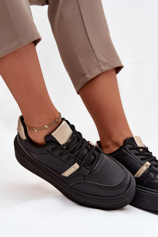 Naisten mustad sneakers stiilis kingad platvormiga Big Star SS274360