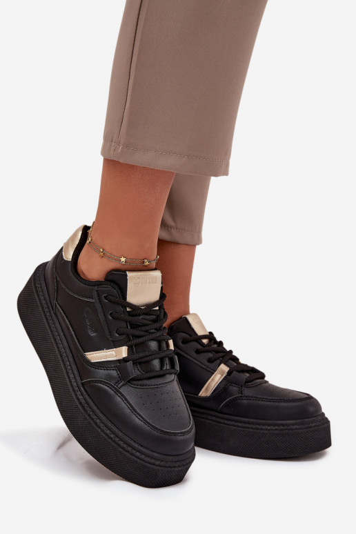 Naisten mustad sneakers stiilis kingad platvormiga Big Star SS274360