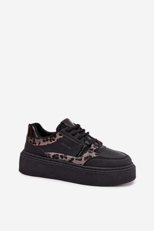 Naine platvormiga spordijalatsid Big Star SS274358 leopardimustriga must