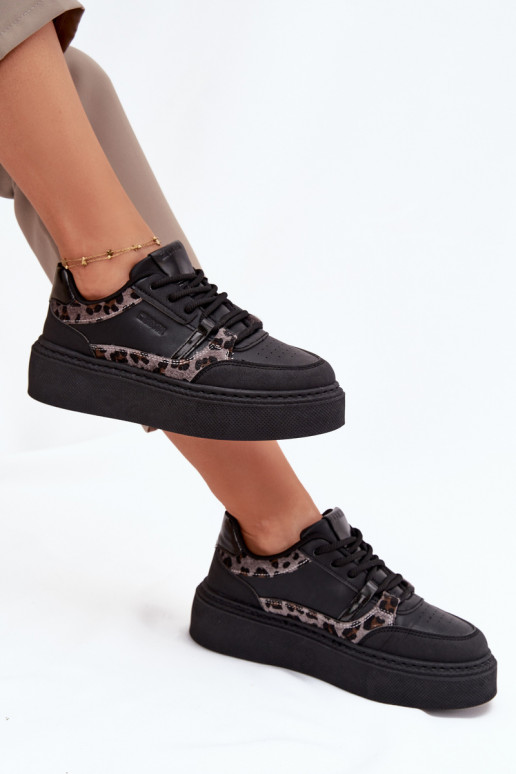 Naine platvormiga spordijalatsid Big Star SS274358 leopardimustriga must