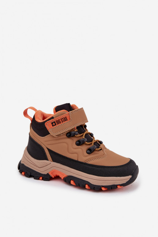 jalanõud nööpidega lumesaapad Laste jalanõud krõpsudega kinnitatav Big Star SS374012 pruunid värvi jalanõud nööpidega lumesaapad Laste jalanõud krõpsudega kinnitatav Big Star SS374012 pruunid värvi