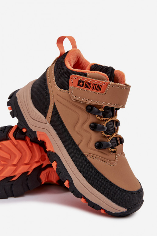 jalanõud nööpidega lumesaapad Laste jalanõud krõpsudega kinnitatav Big Star SS374012 pruunid värvi jalanõud nööpidega lumesaapad Laste jalanõud krõpsudega kinnitatav Big Star SS374012 pruunid värvi