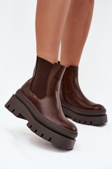 voodriga stiilsed saapad  platvormiga Czekoladowe Ismira