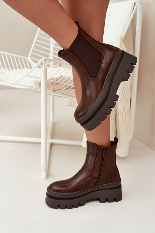 voodriga stiilsed saapad  platvormiga Czekoladowe Ismira