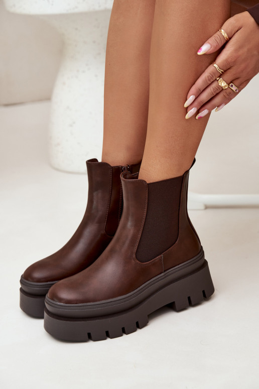 voodriga stiilsed saapad  platvormiga Czekoladowe Ismira