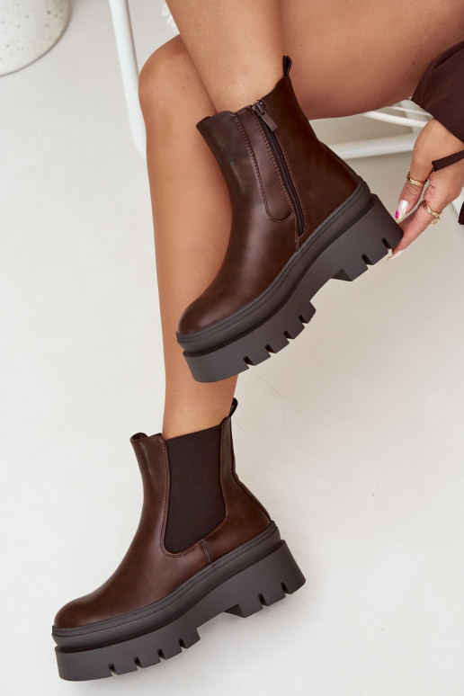 voodriga stiilsed saapad  platvormiga Czekoladowe Ismira