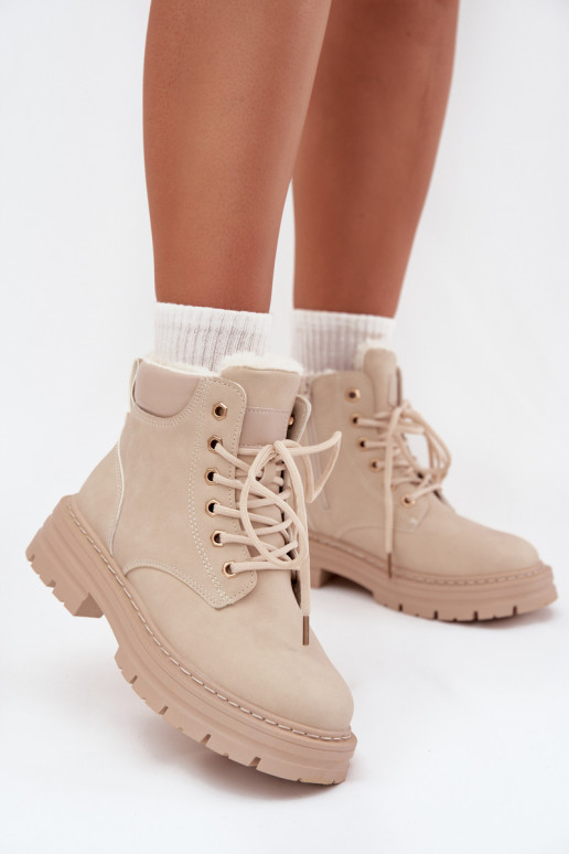 jalanõud  voodriga karusnahaga  Elevandiluu värvi Tharika