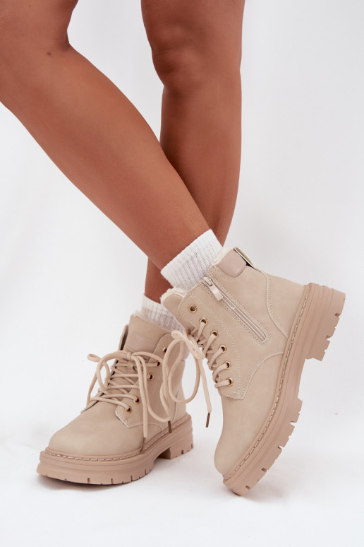 jalanõud  voodriga karusnahaga  Elevandiluu värvi Tharika