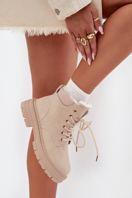 jalanõud  voodriga karusnahaga  Elevandiluu värvi Tharika