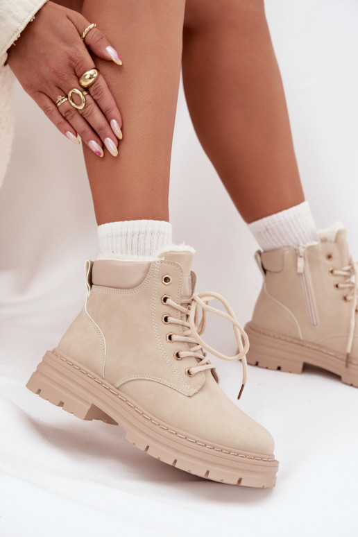 jalanõud  voodriga karusnahaga  Elevandiluu värvi Tharika