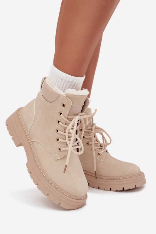 jalanõud  voodriga karusnahaga  Elevandiluu värvi Tharika