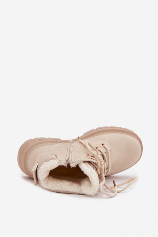 jalanõud  voodriga karusnahaga  Elevandiluu värvi Tharika